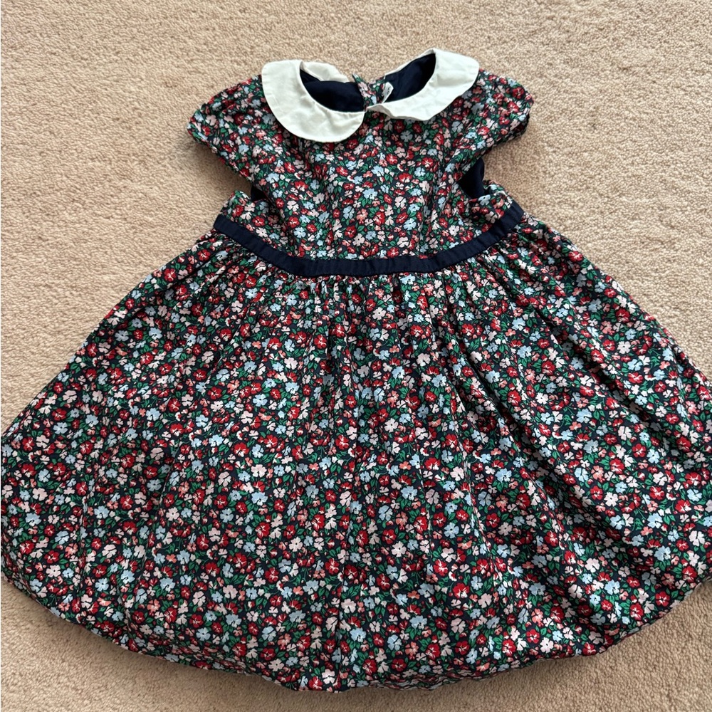 Janie and Jack Navy Floral Dress with White Collar